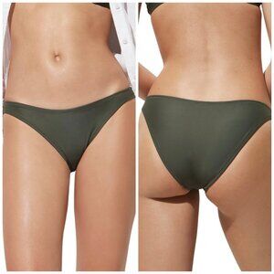 J. CREW Heritage 1989 Bikini Bottom Green High Leg Cheeky Lined size L Large